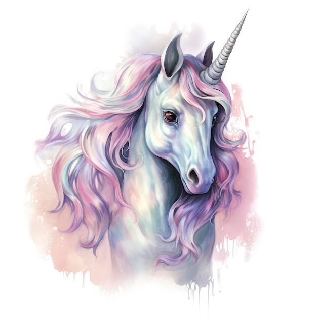 Watercolor fantasy unicorn clip art