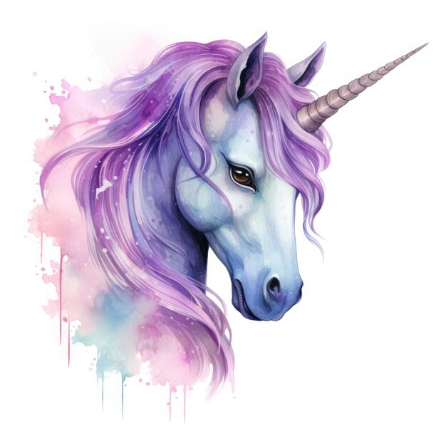 Watercolor fantasy unicorn clip art