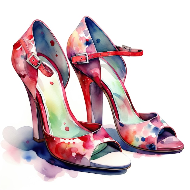 Watercolor fashion shoes Illustration AI GenerativexA