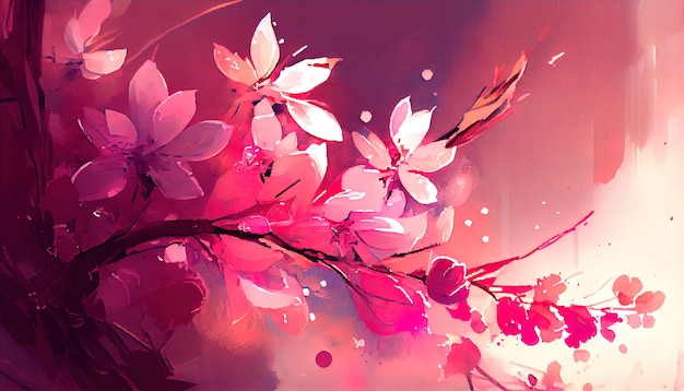 Watercolor festive background with flowers AI generated