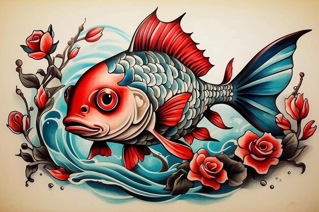 Photo watercolor fish background