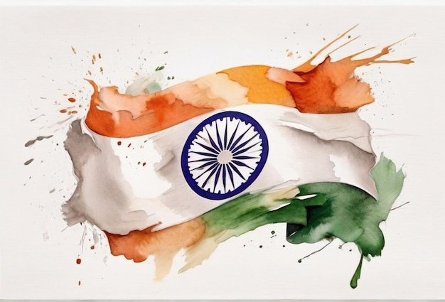 Photo watercolor flag for india