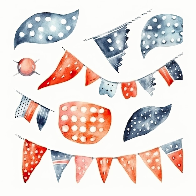 Watercolor flags for a party