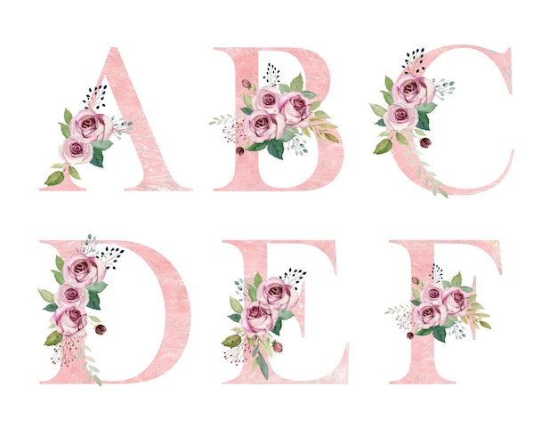watercolor floral alphabet