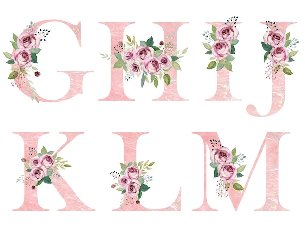 watercolor floral alphabet