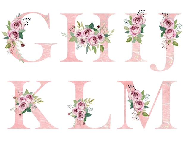 Watercolor floral alphabet