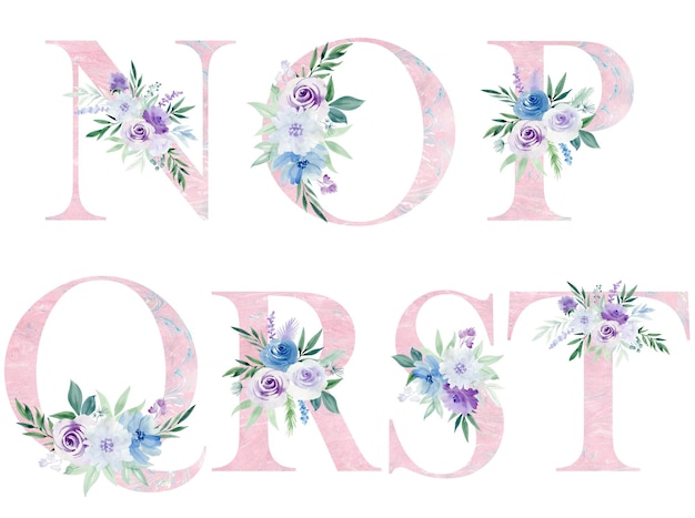 Watercolor floral alphabet