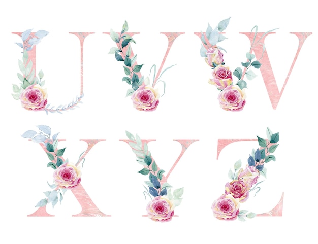 Watercolor floral alphabet