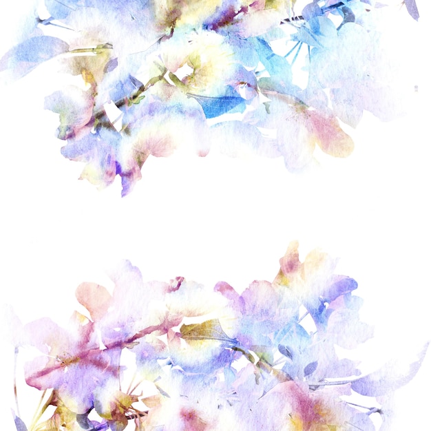 Watercolor floral background Easter Wedding Birthday Greeting card template Abstract flower painting