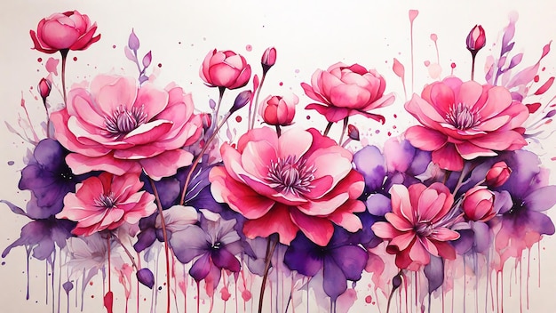 Watercolor floral background Hand painted watercolor illustration of flowers