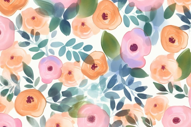 A watercolor floral background with a bouquet of flowers.