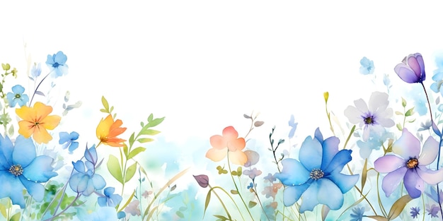 Watercolor floral background with empty space