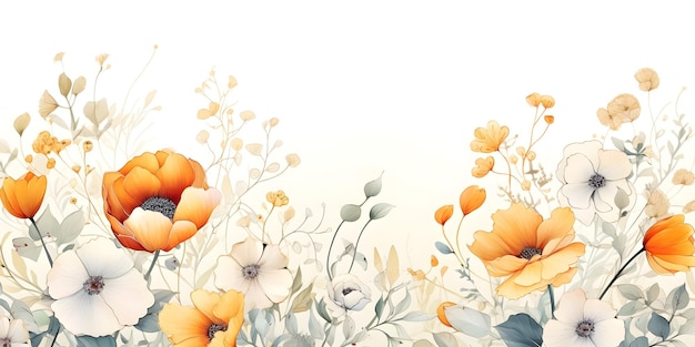 Watercolor floral background with empty space