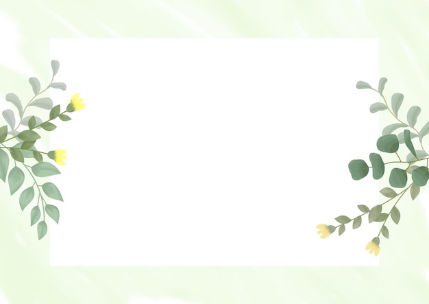 Watercolor floral background with leaves ornament