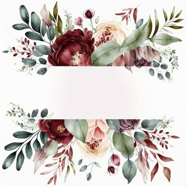 Photo a watercolor floral background with a place for text.