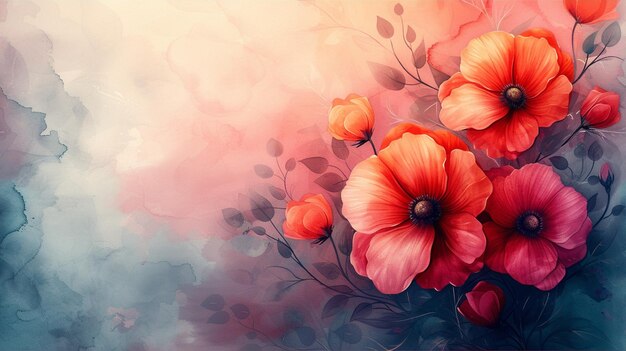 Photo watercolor floral background