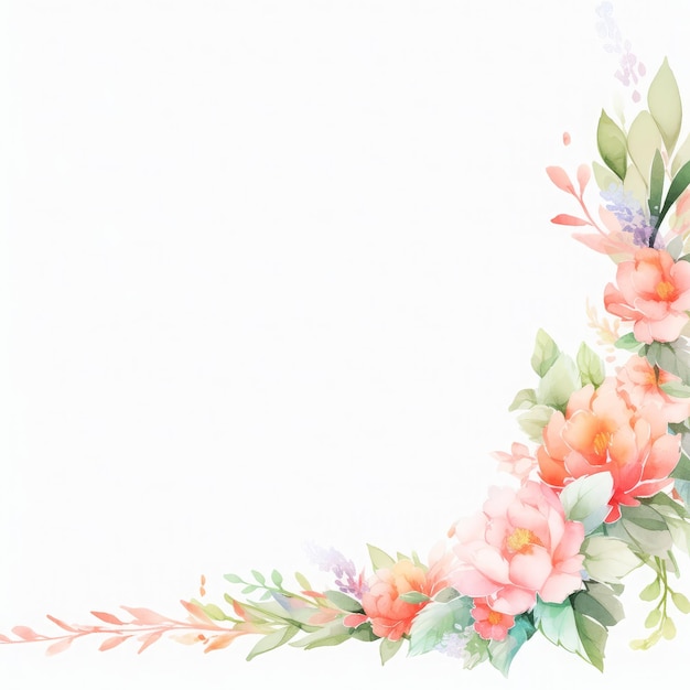 Watercolor Floral Border Clipart Watercolor Flower Generated by AI