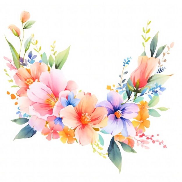 Photo watercolor floral border clipart watercolor flower generated by ai