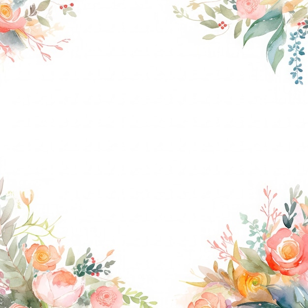 Photo watercolor floral border clipart watercolor flower generated by ai