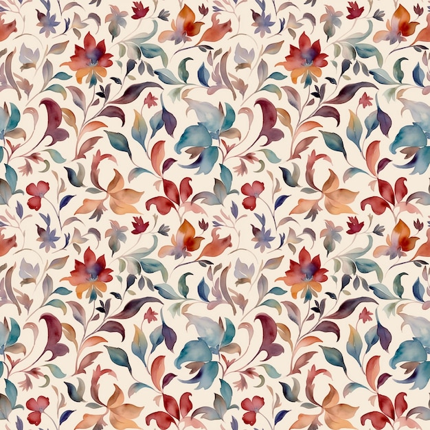 watercolor floral botanical seamless pattern