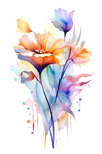 Watercolor floral bouquet Vector illustration Isolated on white background