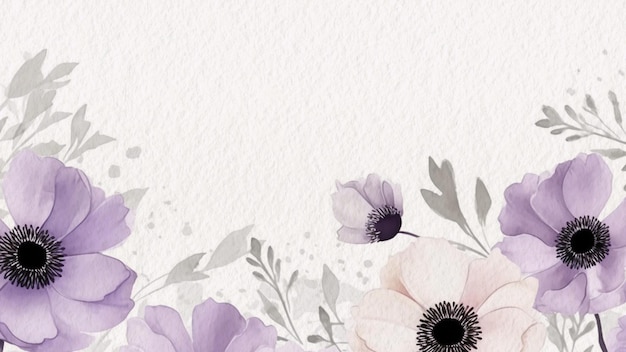 Photo watercolor floral card with anemones on a white background