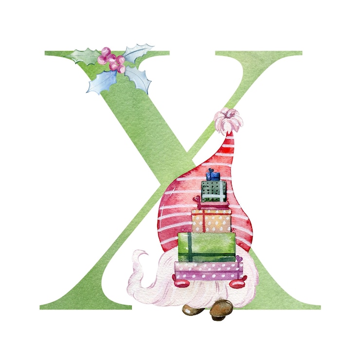 Photo 水彩花クリスマス文字 x