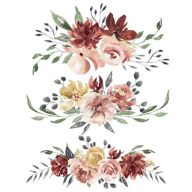 Watercolor floral compositions