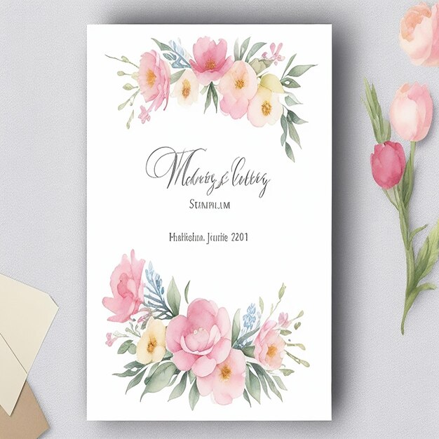 Watercolor floral condolence card template