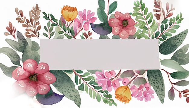 Photo watercolor floral decorative elements template flat cartoon illustration isolated on white