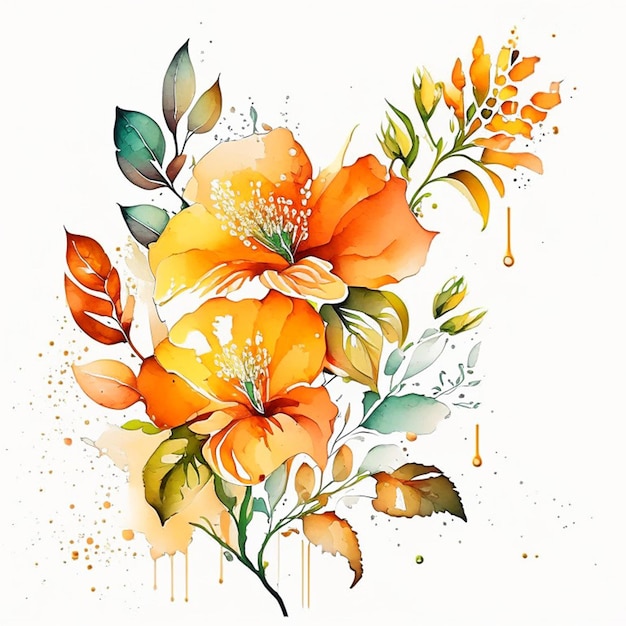 Watercolor floral Flower art paint