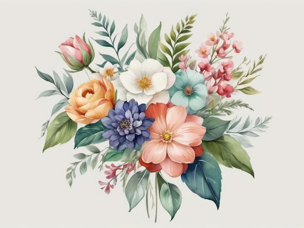 장식 요소 템플릿 및 웨딩 카드에 대한 수채화 꽃 부켓