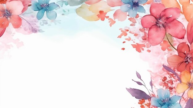 Watercolor floral frame background Generative AI