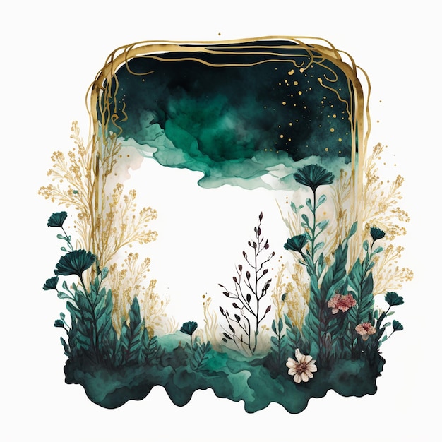 Watercolor Floral Frame Background