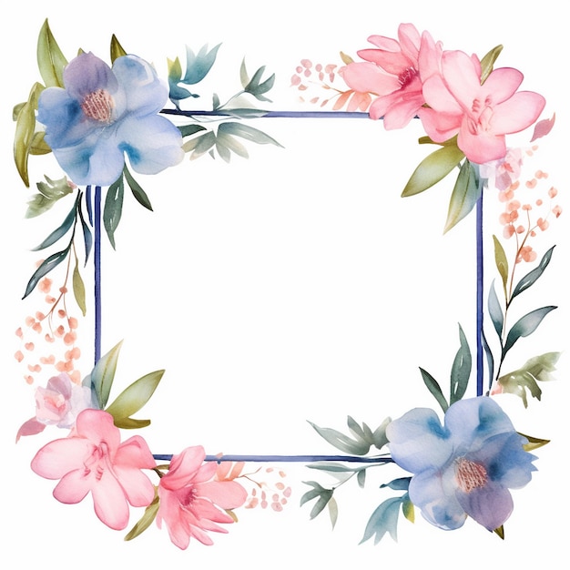 Photo watercolor floral frame clipart