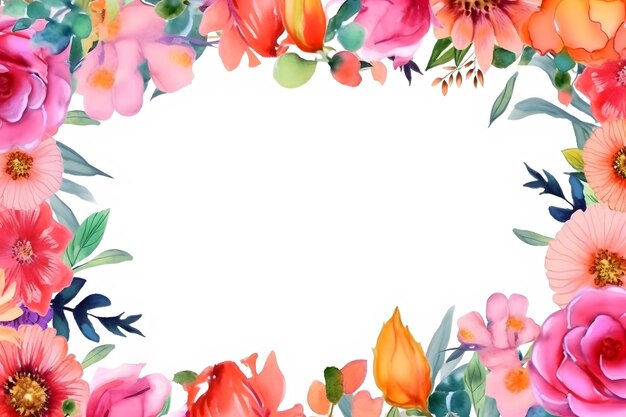 Watercolor floral frame Generative AI