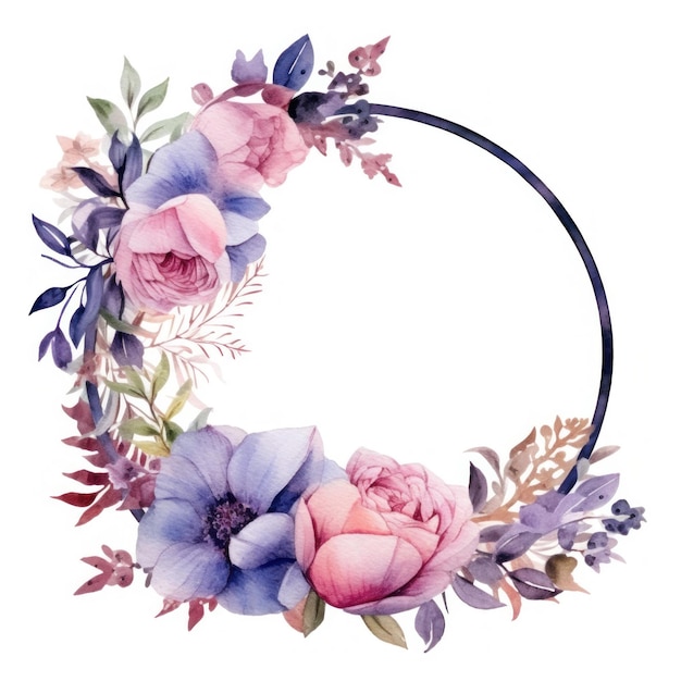 Watercolor floral frame Illustration AI Generative