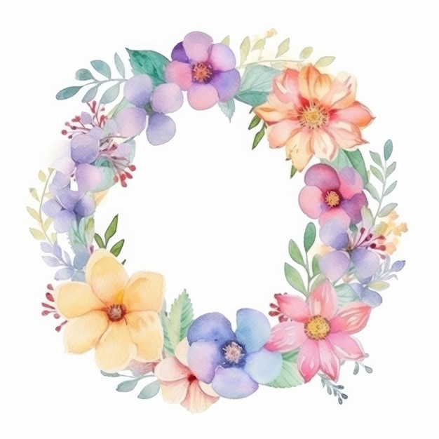 Watercolor floral frame Illustration AI GenerativexA