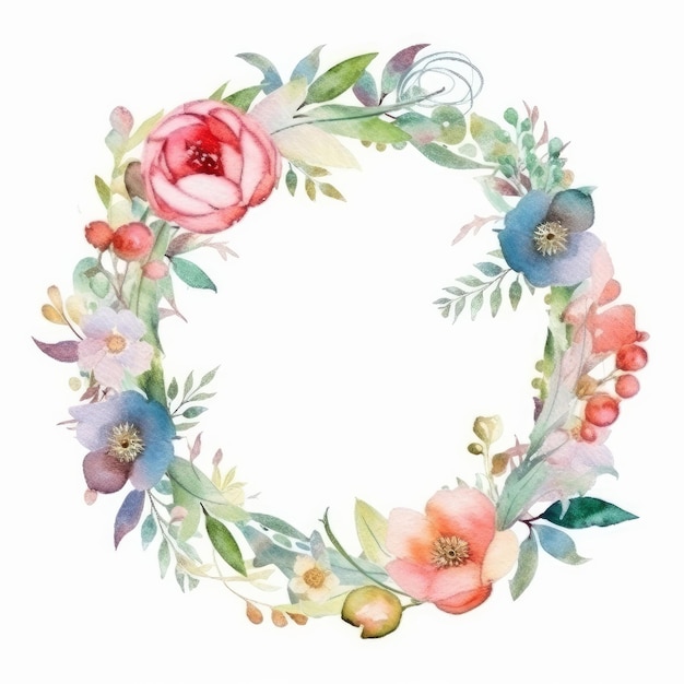 Watercolor floral frame Illustration AI GenerativexA