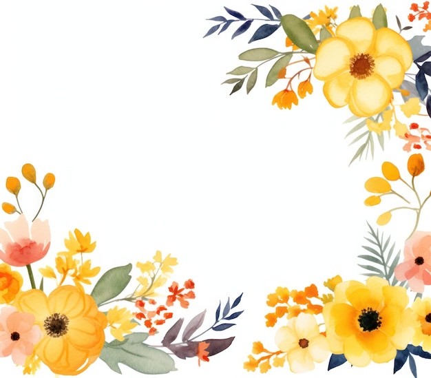 Watercolor floral frame Illustration Generative AIxD