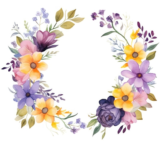 Watercolor floral frame Illustration Generative AIxD