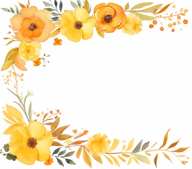 Watercolor floral frame Illustration Generative AIxD