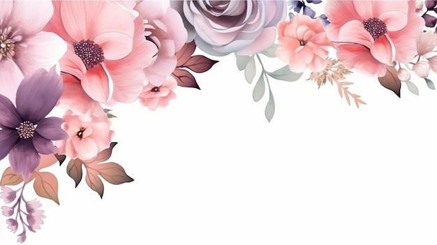 Watercolor floral frame multi purpose background Generative AI