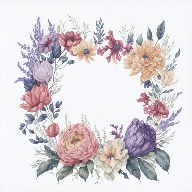 Watercolor floral frame for social media