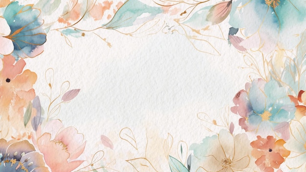 Photo watercolor floral frame on a white background vector