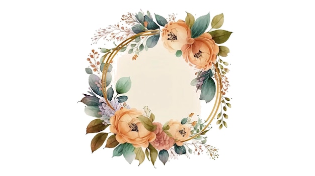 Watercolor floral frame on white