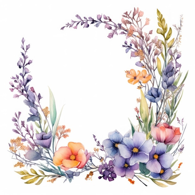 Watercolor floral frame