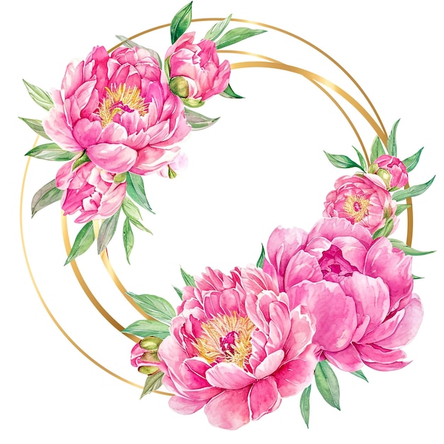 Watercolor Floral Greenery Foliage Wreath