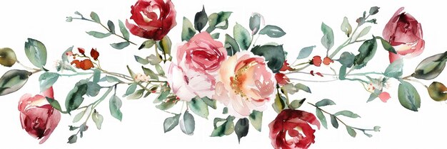 Foto acquerello illustrazione floreale composizione botanica per matrimonio o biglietto di auguri generativa ai