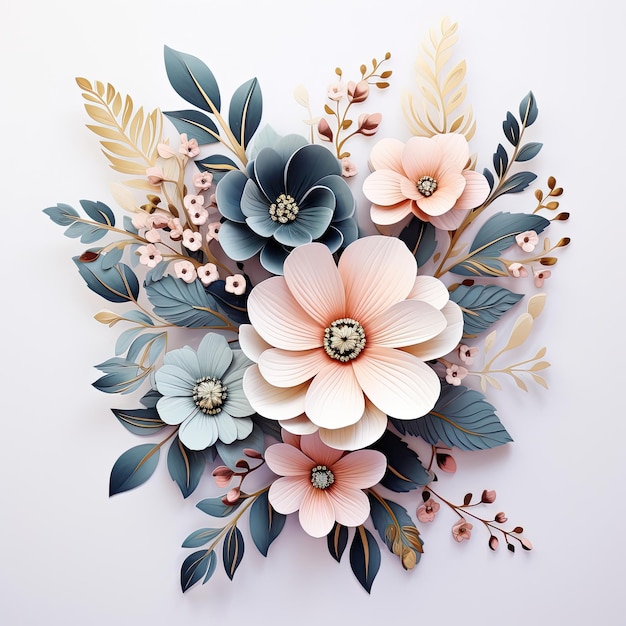 Watercolor floral illustration decorative elements